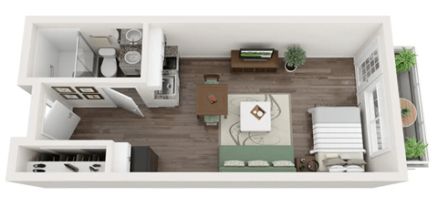 Floor plan for studio, 1 bath, 290 sqft